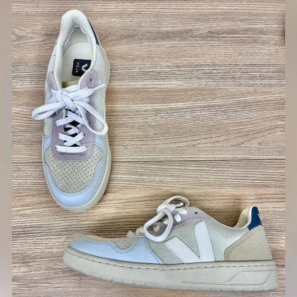 Veja V-10 Suede Multicolor Natural Babe Sneakers 6 - Picture 2 of 10